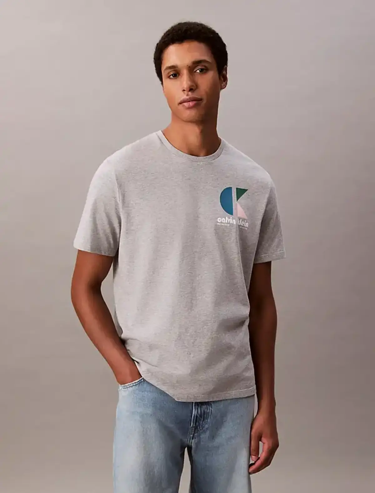 Calvin Klein SS 20S CK BAUHAUS LOGO GRAPHIC T Gri Erkek Tişört