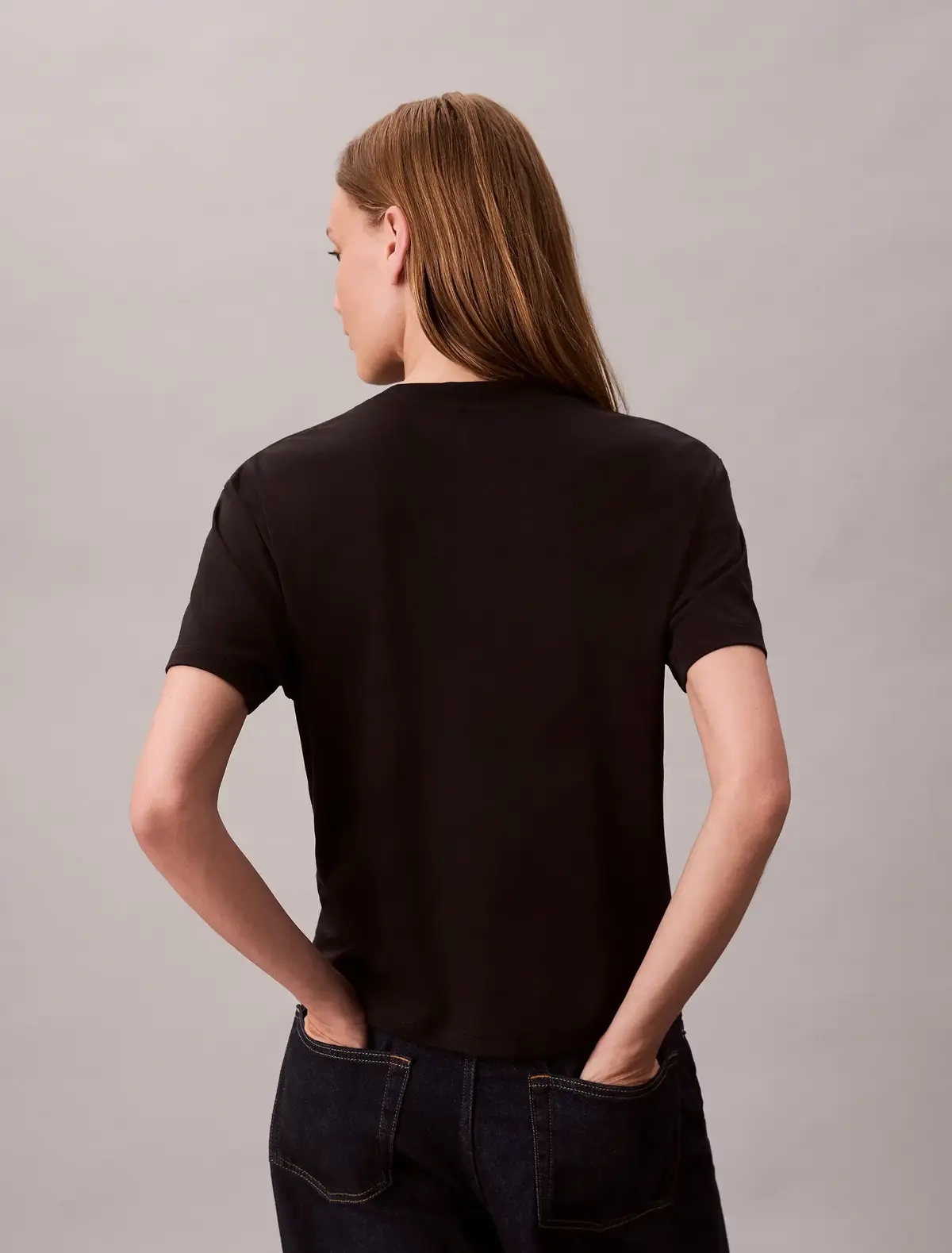 Calvin Klein SS SUPIMA JERSEY EMB Siyah Kadın Tişört