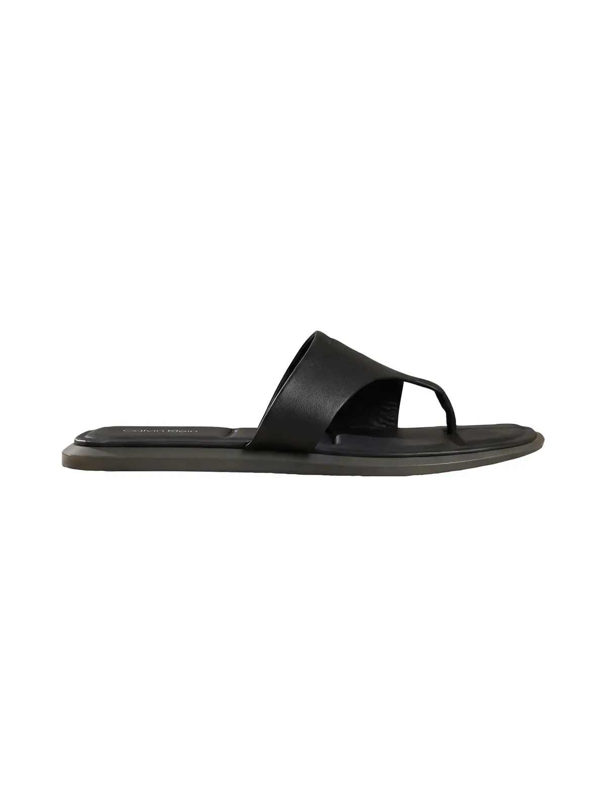 FLAT SANDAL THONG LT, Kadın Siyah Deri Kare Burunlu Parmak Arası Sandalet