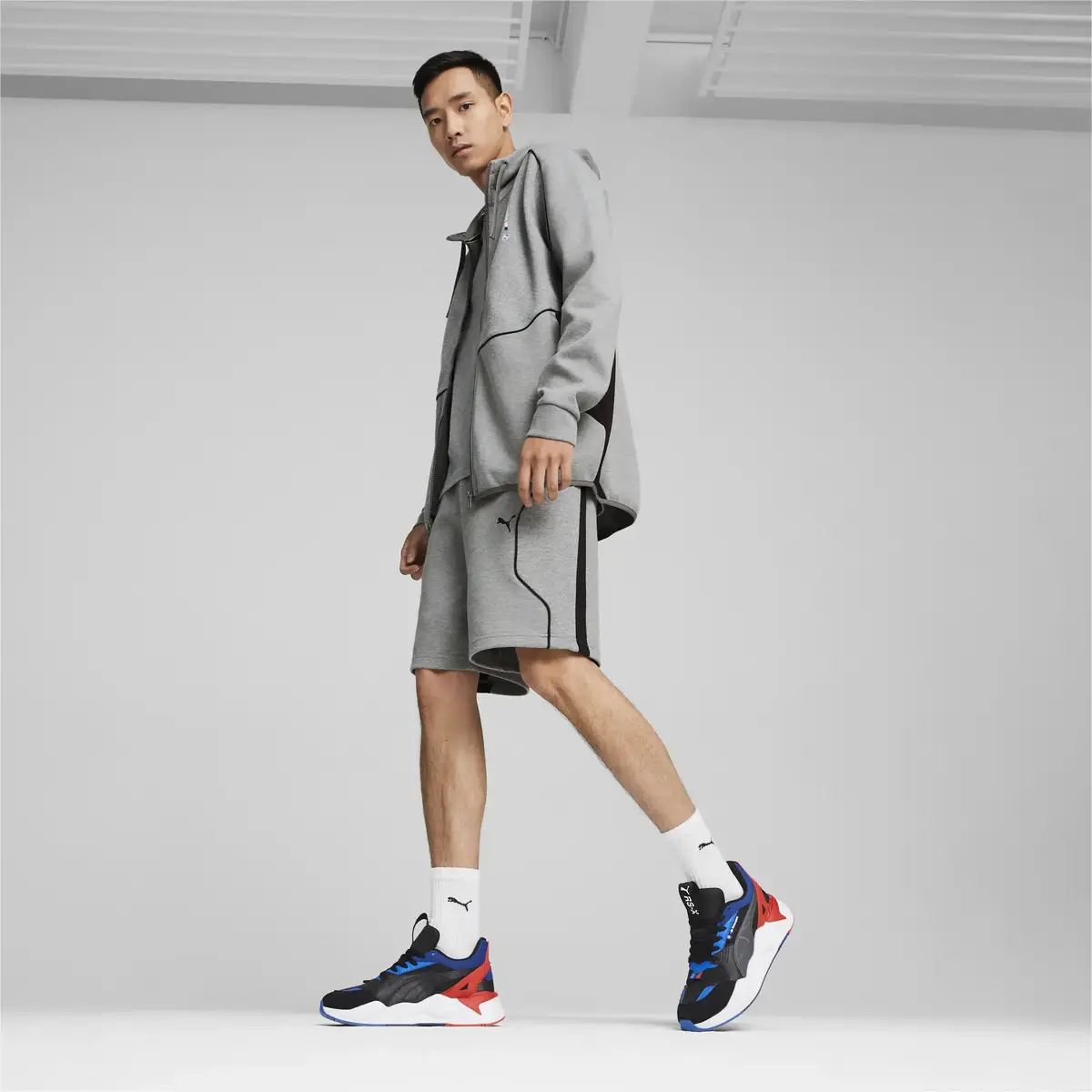 Puma BMW MMS Hooded Sweat Jacket Gri Erkek Fermuarlı Ceket