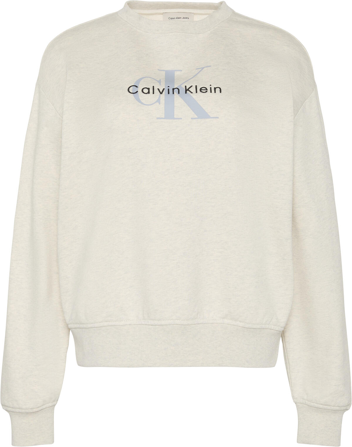 Calvin Klein LS MONOLOGO FRENCH TERRY RLXD CN Gri Kadın Sweatshirt