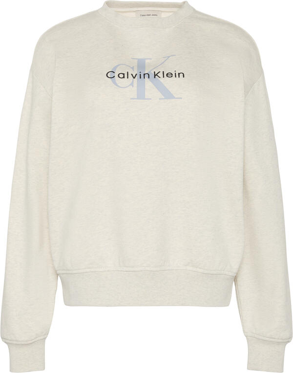 Calvin Klein LS MONOLOGO FRENCH TERRY RLXD CN Gri Kadın Sweatshirt