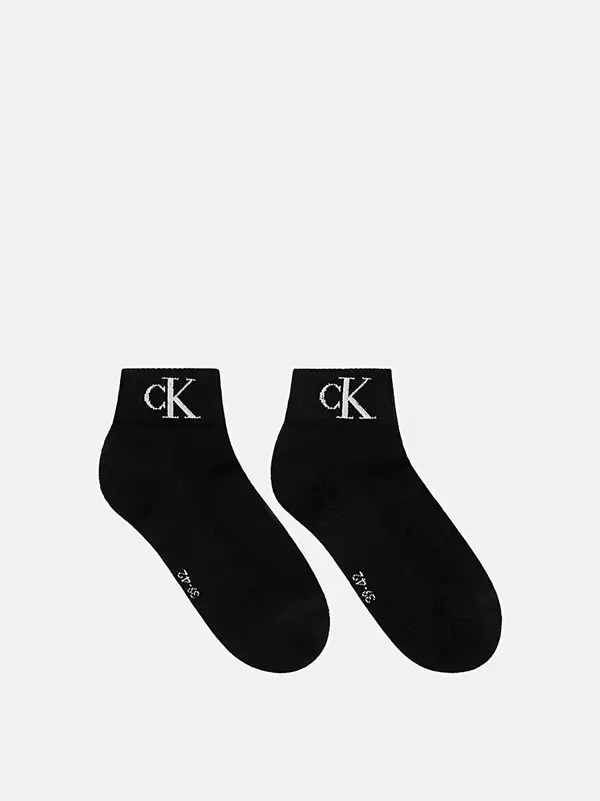 Calvin Klein CKJ MEN QUARTER 2P MONOGRAM Erkek Siyah Çorap