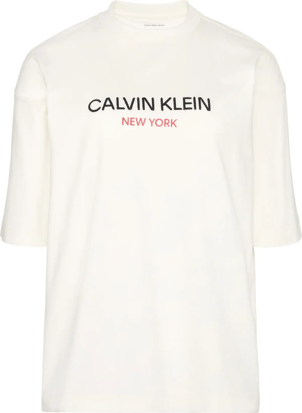Calvin Klein SS RELAXED SEQUIN LOGO TEE Kadın Beyaz T-Shirt