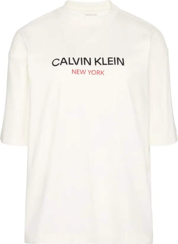 Calvin Klein SS RELAXED SEQUIN LOGO TEE Kadın Beyaz T-Shirt