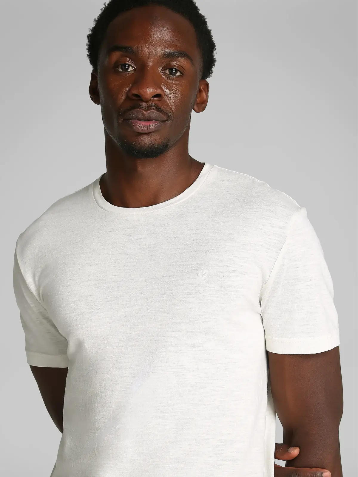 Calvin Klein LINEN COTTON T-SHIRT Beyaz Erkek Tişört