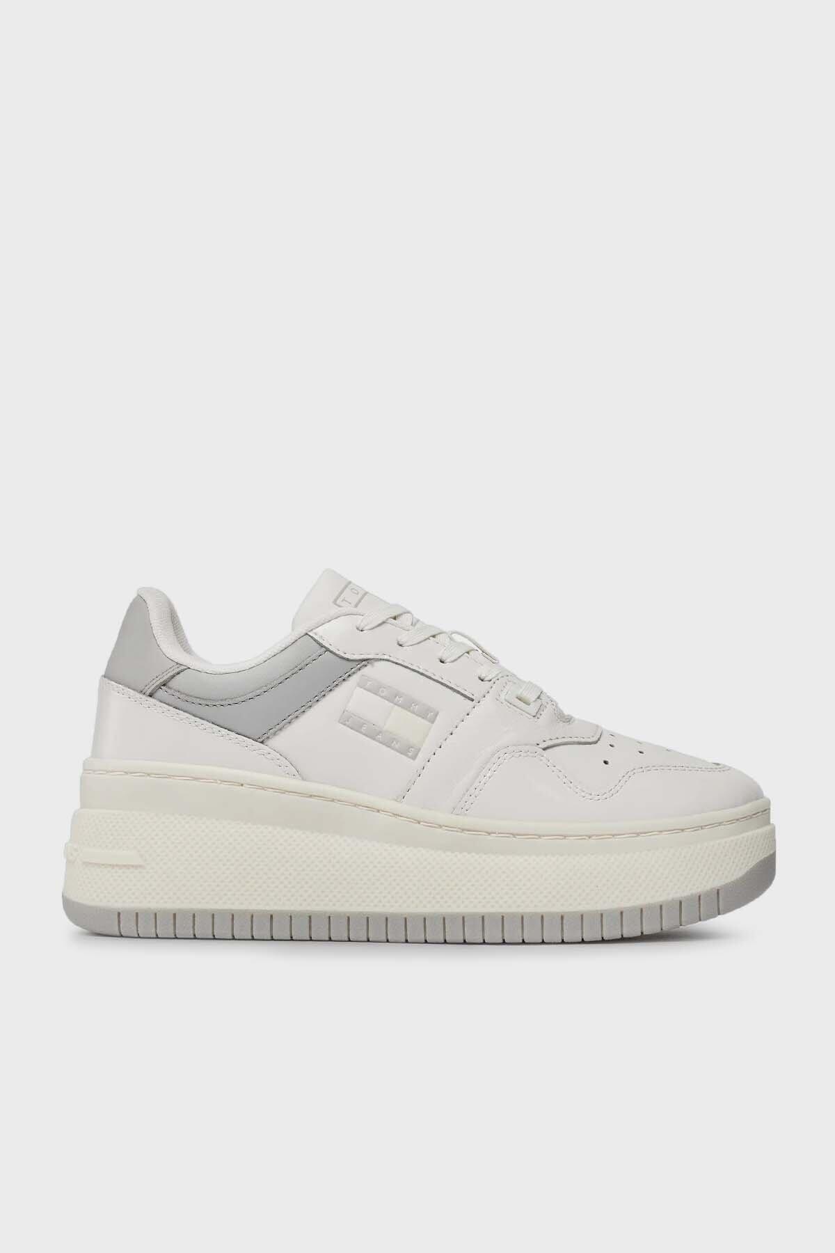 Tommy Hilfiger TJW RETRO BASKET FLA Beyaz Kadın Spor Ayakkabı