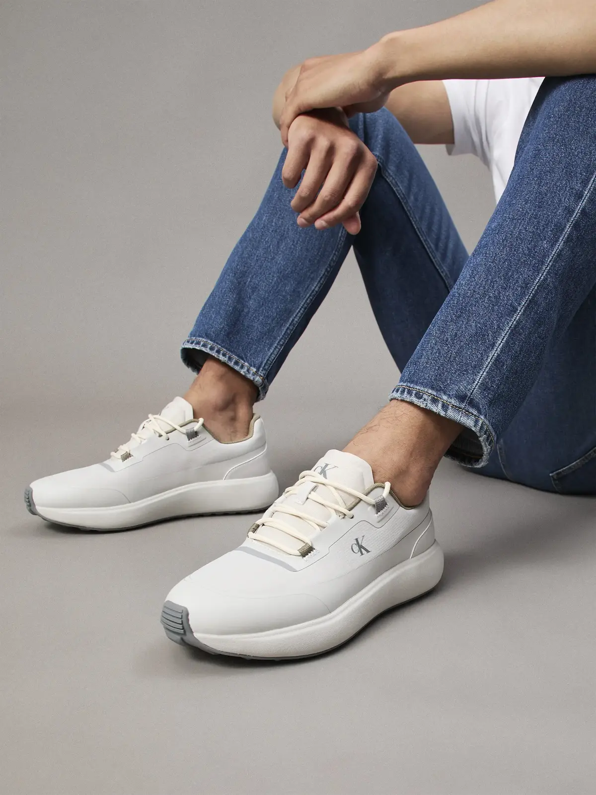 Calvin Klein ATHLEISURE RUNNER TE, 0IS Beyaz Erkek Spor Ayakkabı & Sneaker