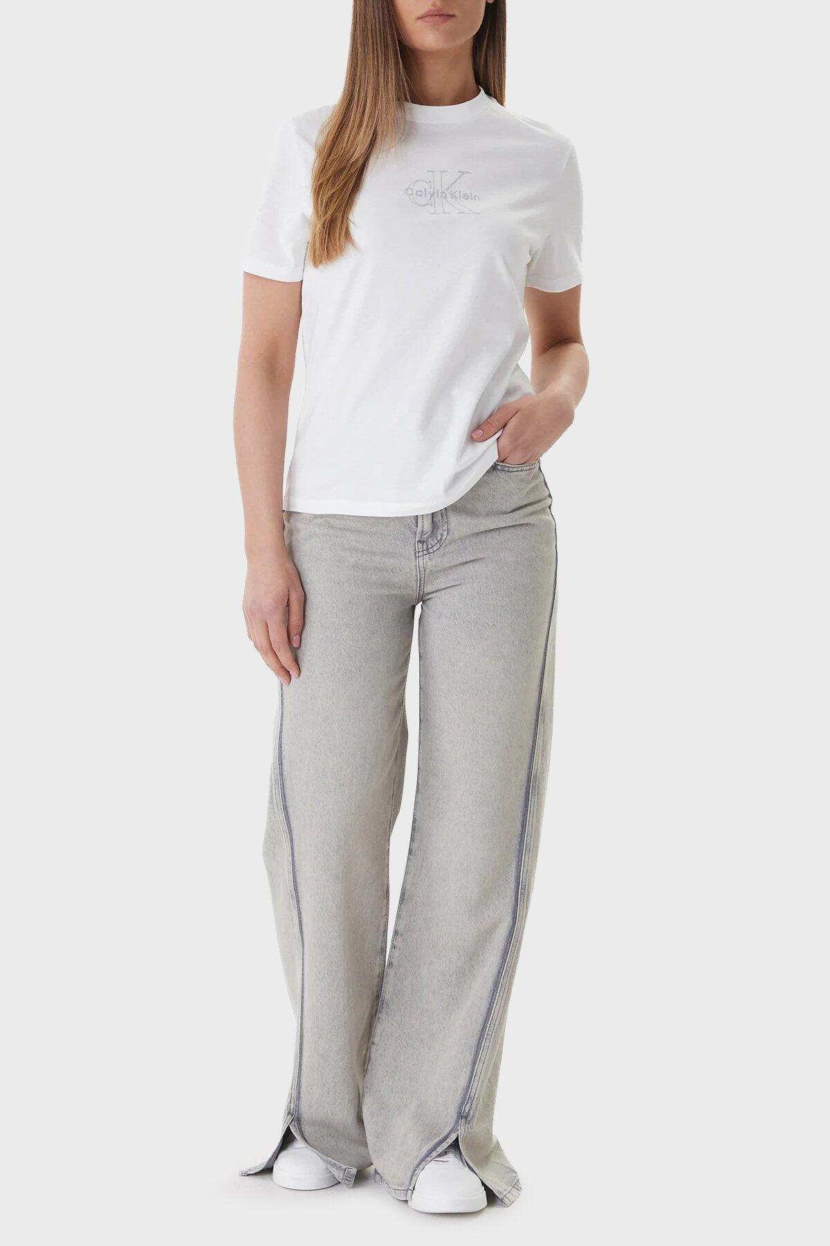 Calvin Klein SS CLASIC MONOLOGO T, YAF Beyaz Kadın T-Shirt