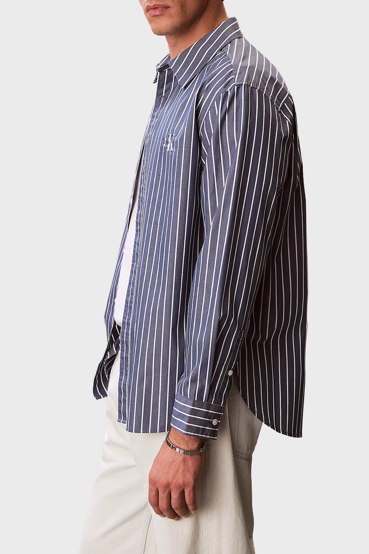 Calvin Klein LS YD STRIPE WASHED, CEC Mavi Erkek Gömlek