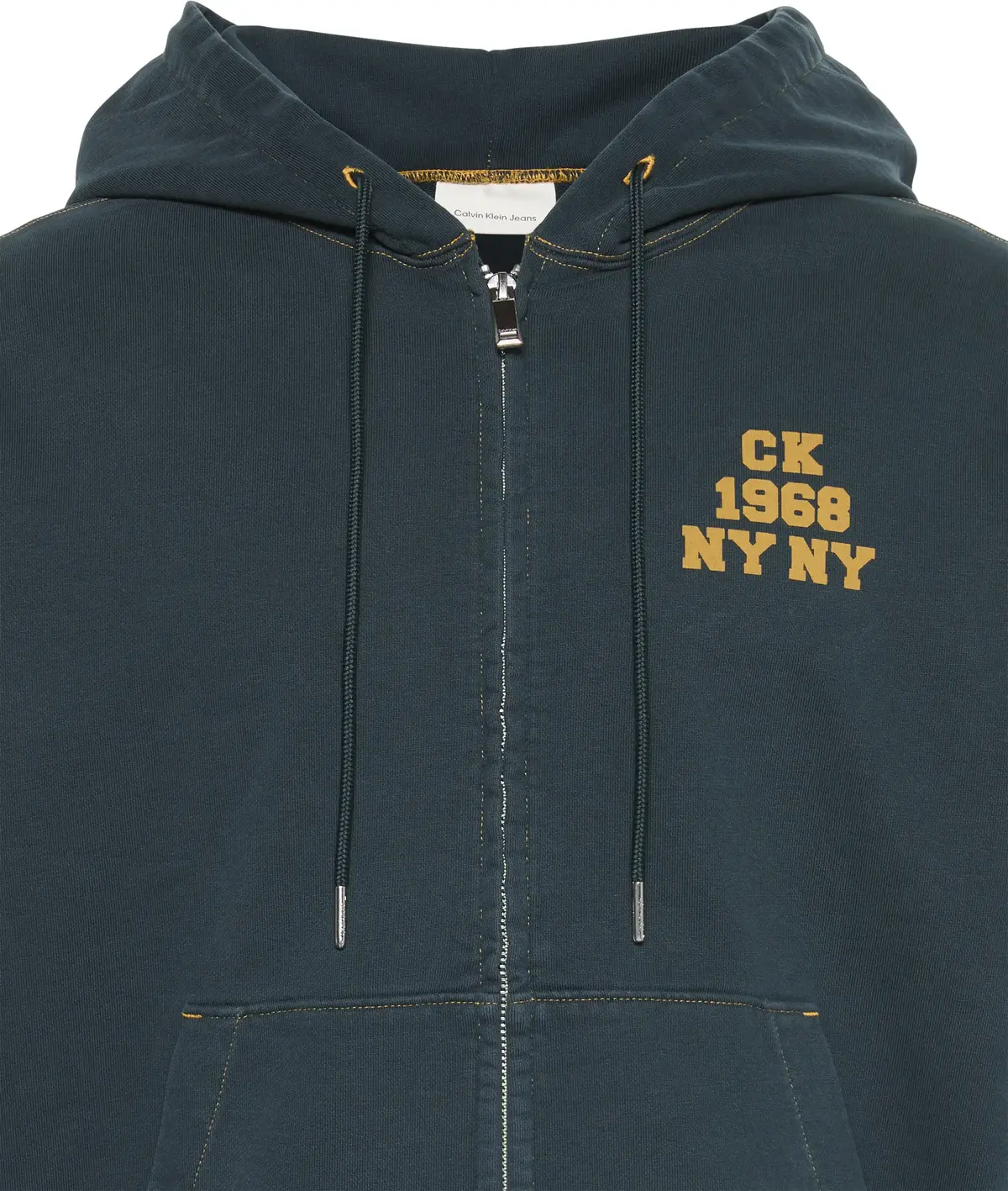 Calvin Klein LS WASHED PREMIUM VINTAGE LOGO F Erkek Yeşil Fermuarlı  Sweatshirt