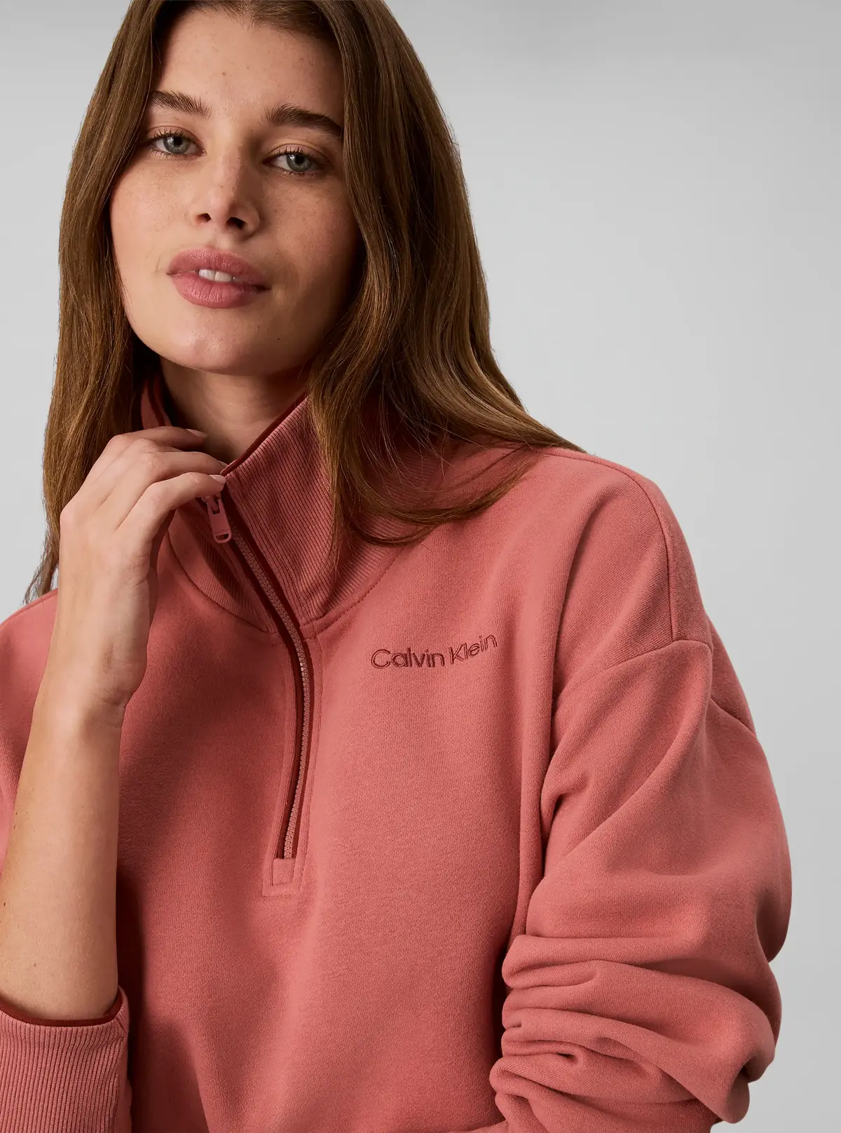 Calvin Klein BRUSHED FRENCH TERRY, F11 Kırmızı Kadın Sweatshirt