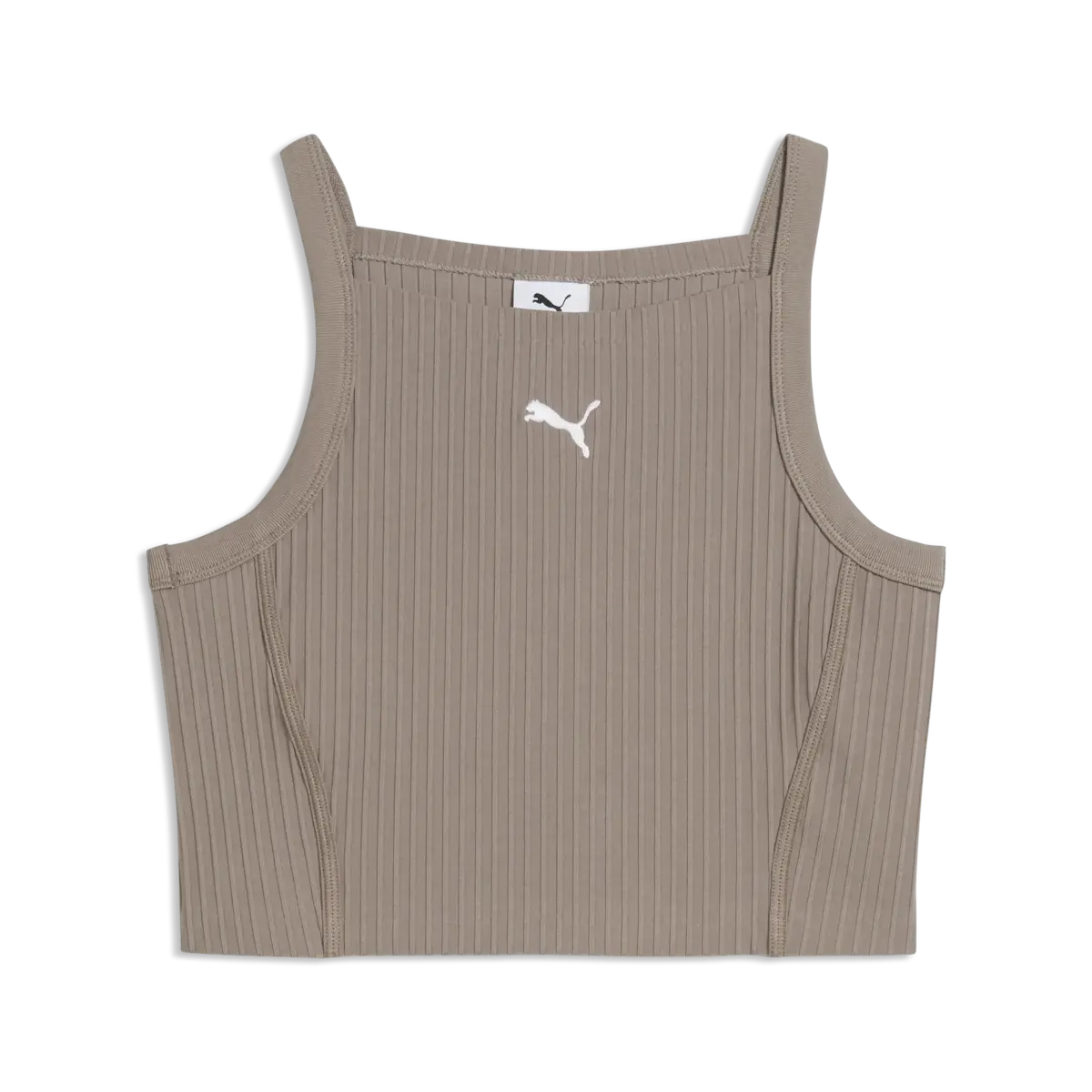 PUMA ESS Ribbed Crop Top Bej Kadın T-Shirt