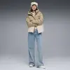 Puma Mono Hooded Jacket Krem ve Bej Kadın Kapüşonlu Kaz Tüyü Mont