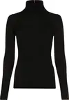 Tommy Hilfiger LYOCELL SILK ROLL-NK Kadın Siyah Kazak