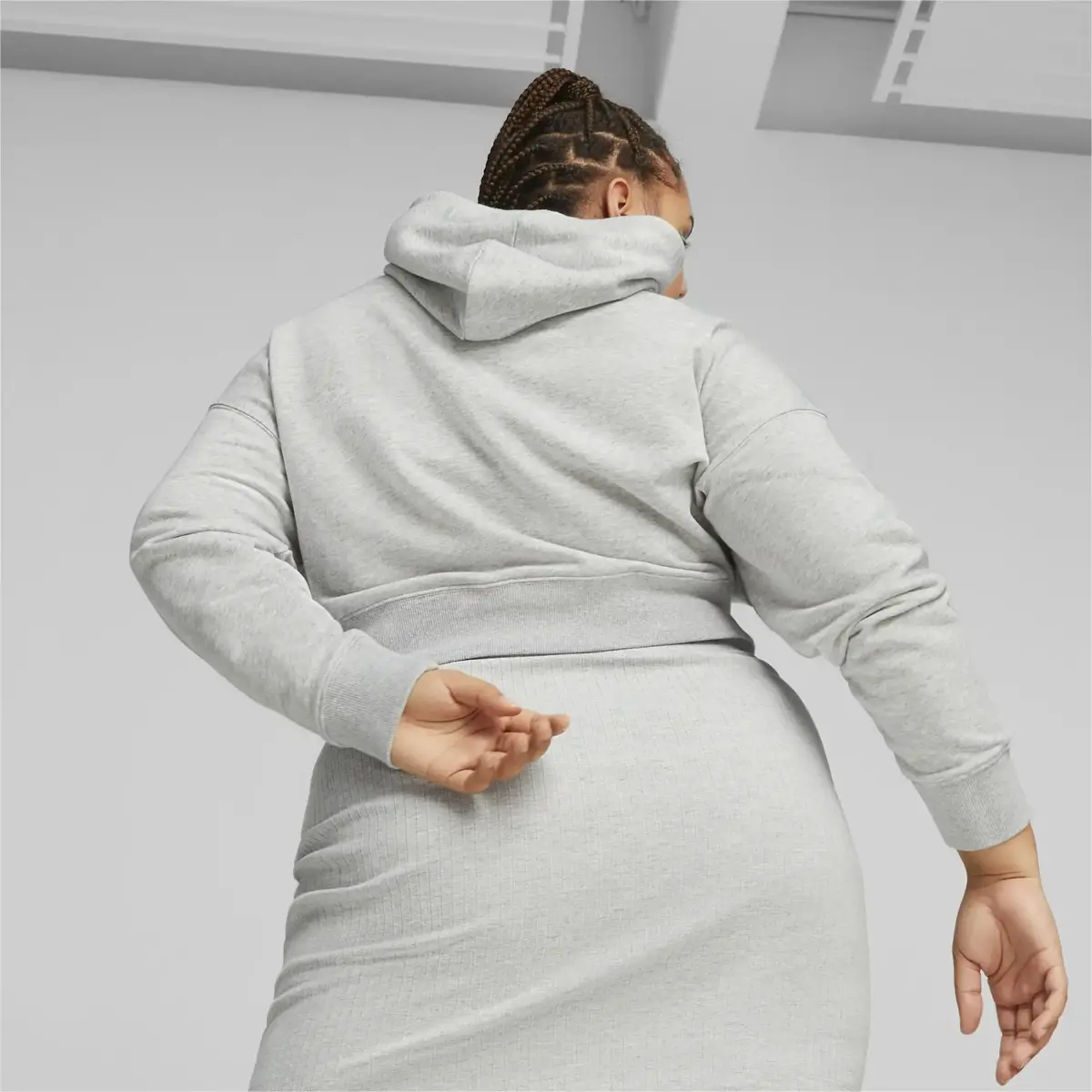 Puma CLASSICS Cropped Hoodie Gri Kadın Sweatshirt