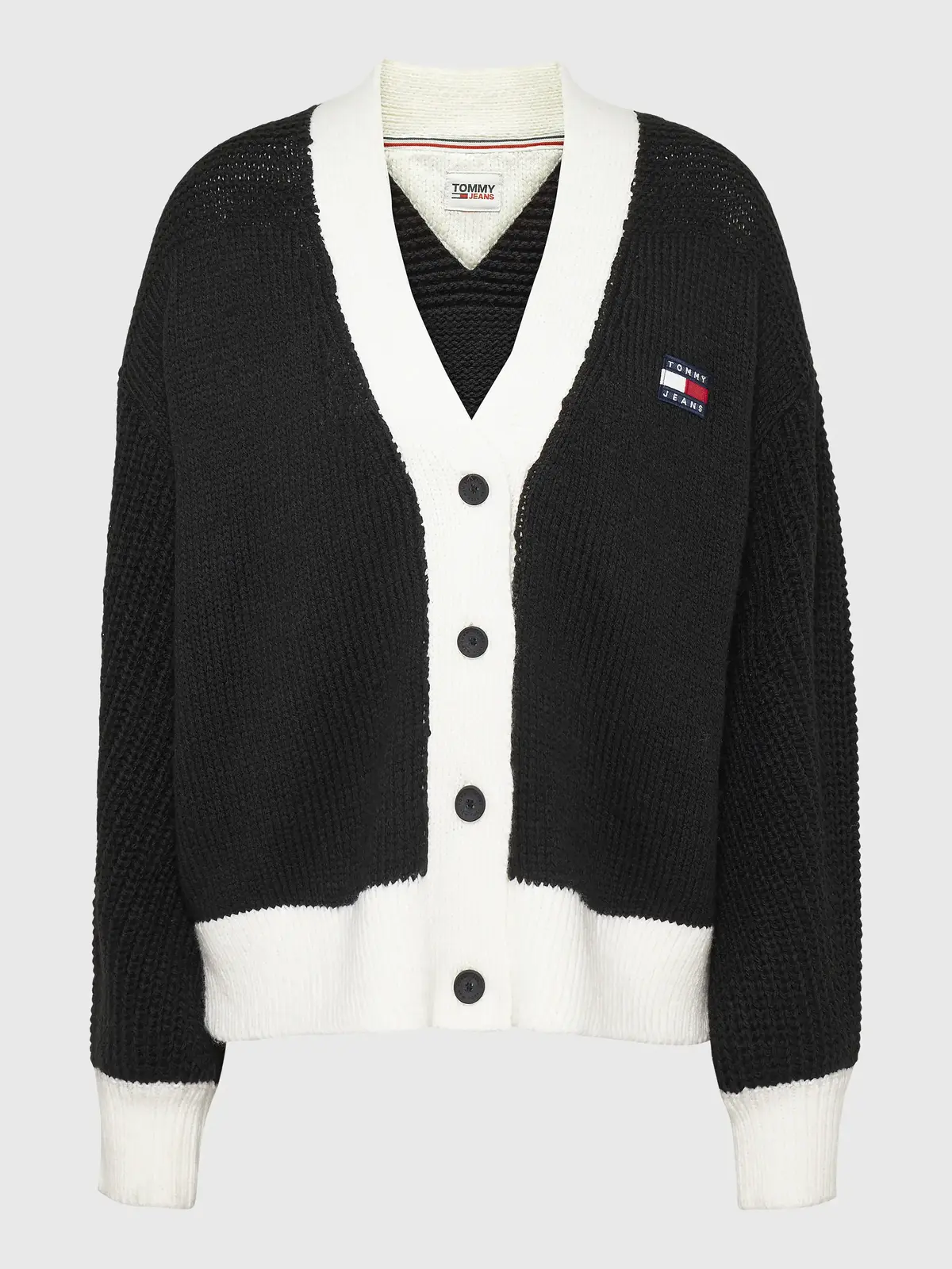 Tommy Hilfiger TJW LONG CONTRAST BA Kadın Siyah Kazak