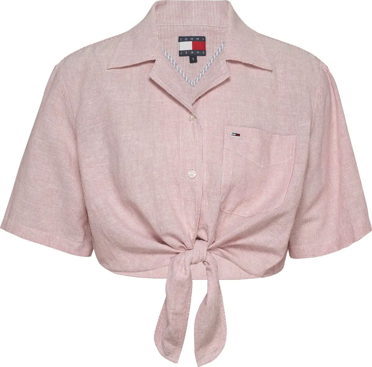 Tommy Hilfiger TJW CRP LINEN SS SHI, TH3 Pembe Kadın Gömlek