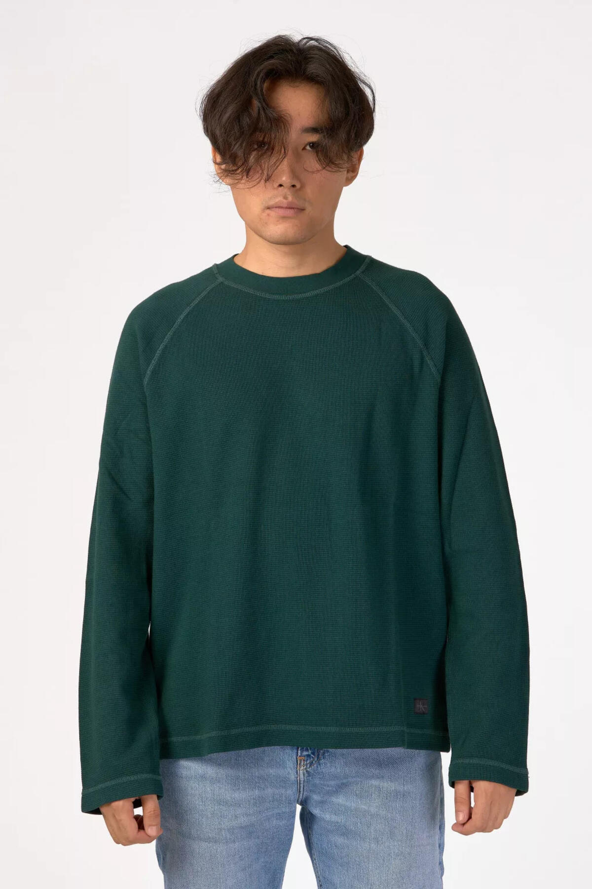 Calvin Klein WASHED WOVEN LABEL W, LJX Erkek Yeşil Kazak