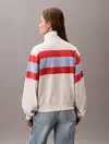 Calvin Klein RUGBY JERSEY 1/4 ZIP STRIPE TOP Bej Kadın Sweatshirt