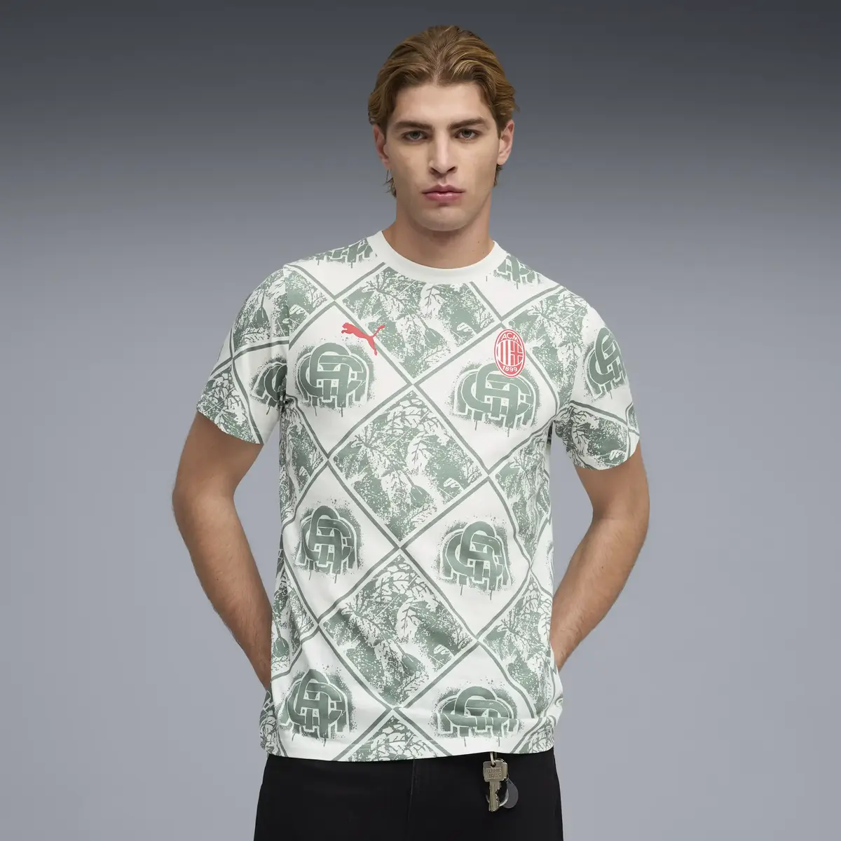 PUMA ACM FtblCulture Tee AOP Yeşil Erkek T-Shirt