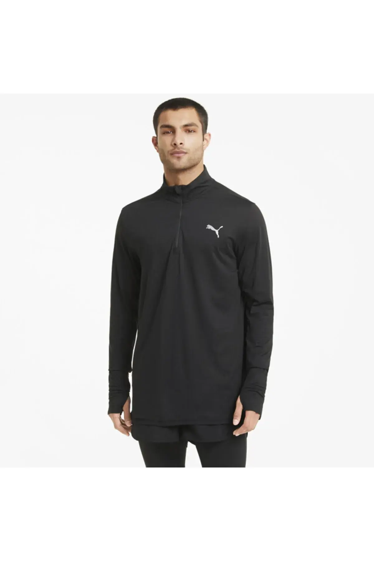 Puma Run Favorıte 1/4 Zıp M Siyah Erkek Performans Koşu Ve Performans T-Shirt