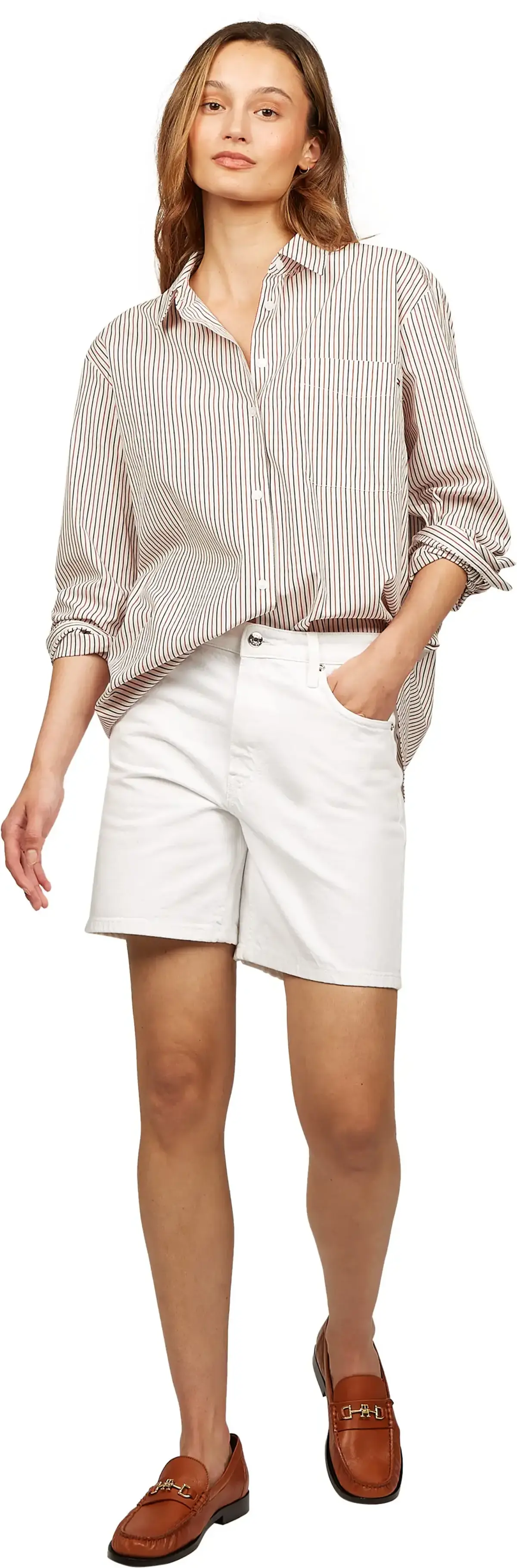 Tommy Hilfiger DNM STRAIGHT SHORT R, YCF Beyaz Kadın Şort