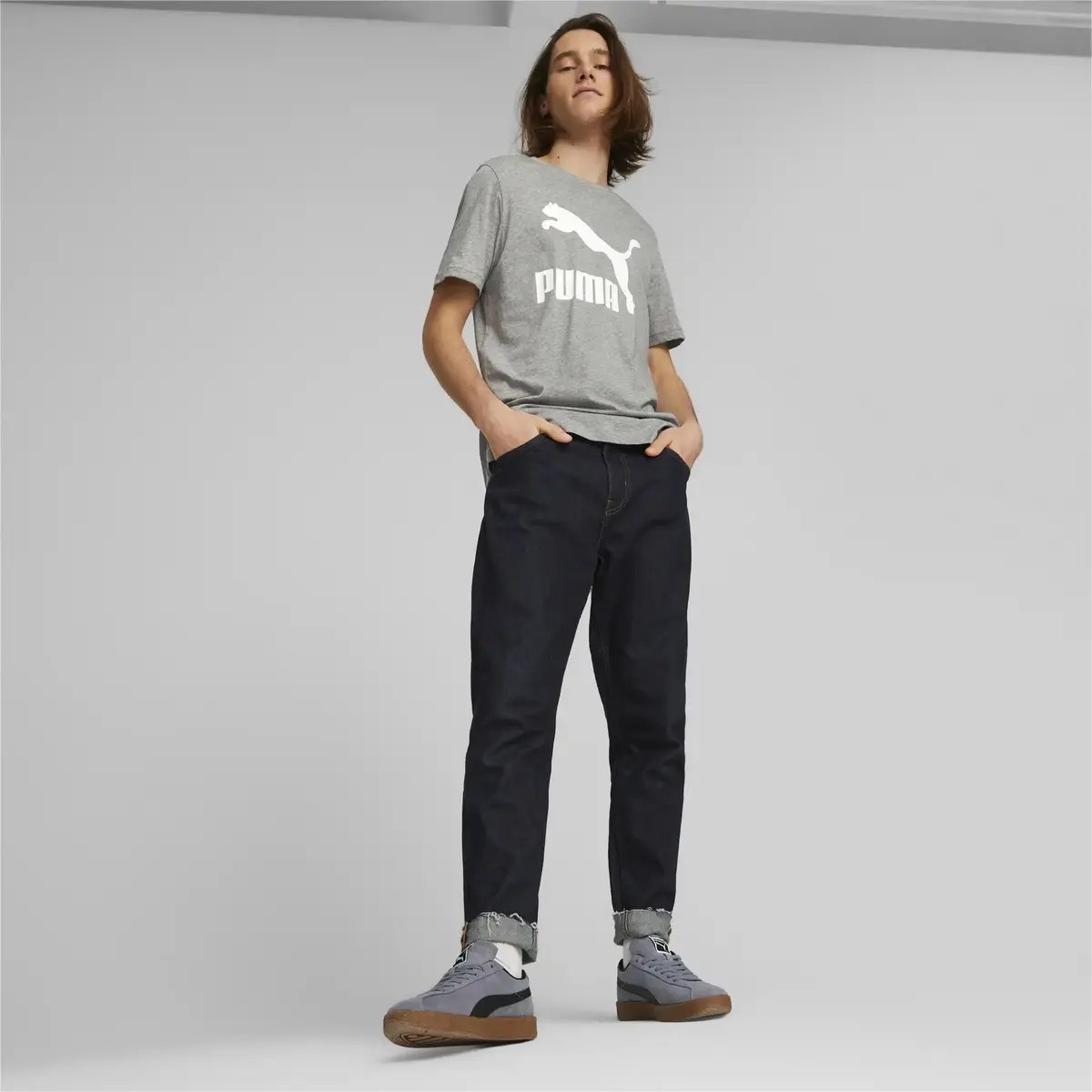 Puma Classics Logo Tee Gri Erkek T-Shirt