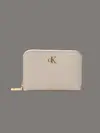 Calvin Klein MINIMAL MONOGRM LTHR MED FLAP ZI Bej Kadın Cüzdan