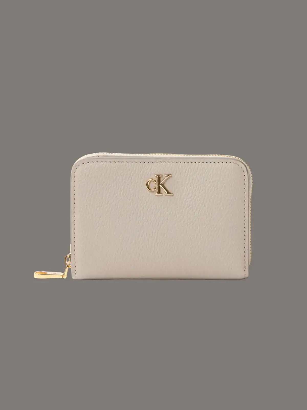 Calvin Klein MINIMAL MONOGRM LTHR MED FLAP ZI Bej Kadın Cüzdan