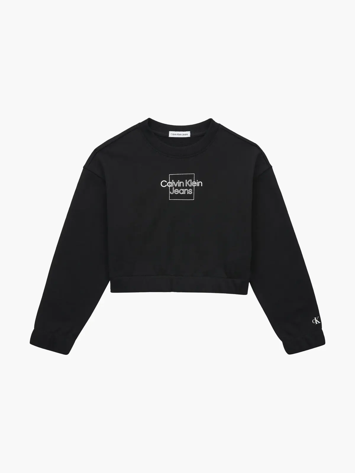 Calvin Klein METALLIC BOX LOGO SW Kadın Siyah Sweatshirt