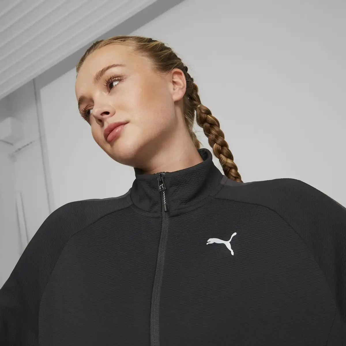 Puma EVOSTRIPE Half-Zip Crew Siyah Kadın Yarım Fermuarlı Sweatshirt