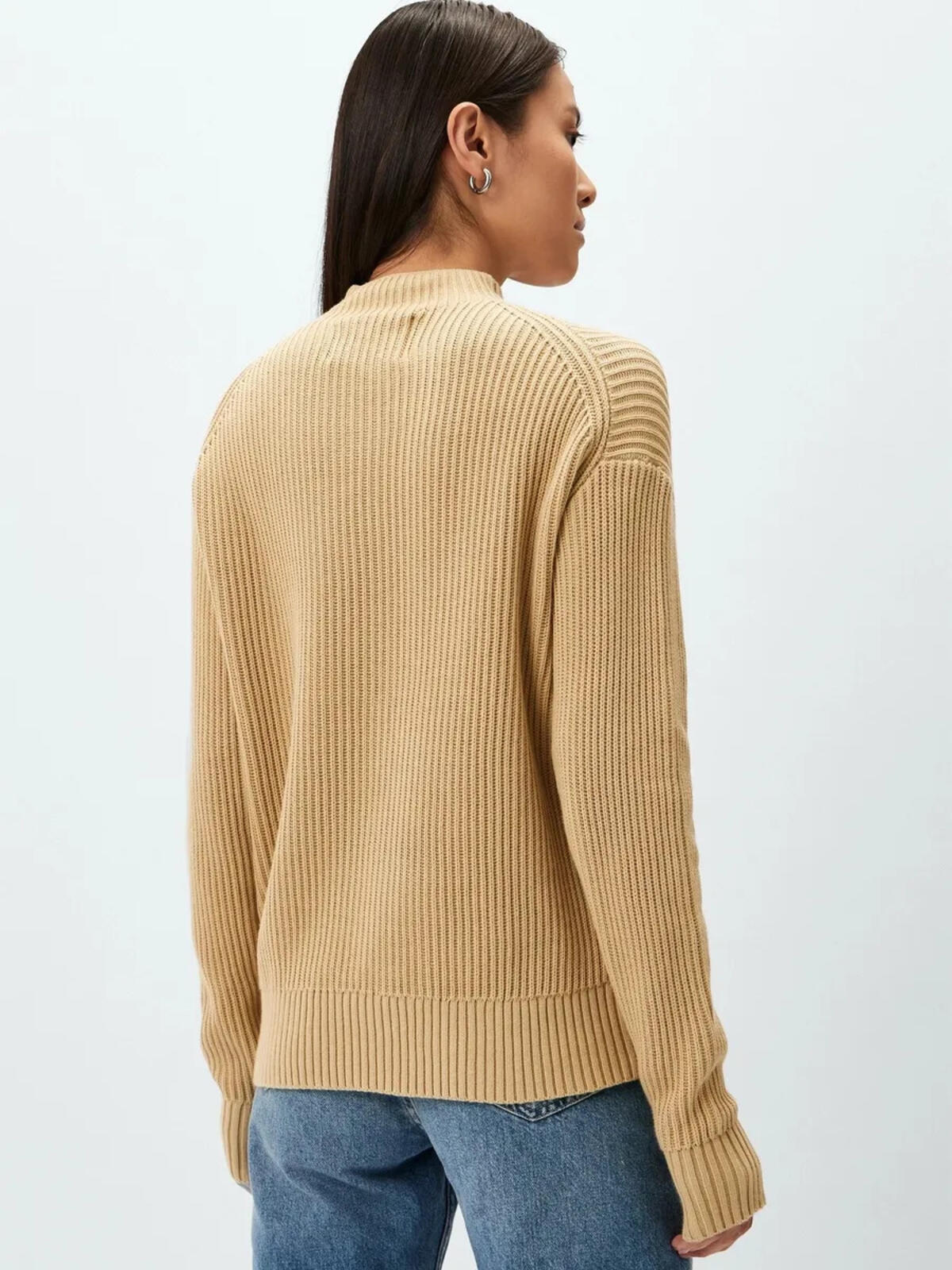 Calvin Klein WOVEN LABEL LOOSE SW, RAE Kadın Bej Kazak