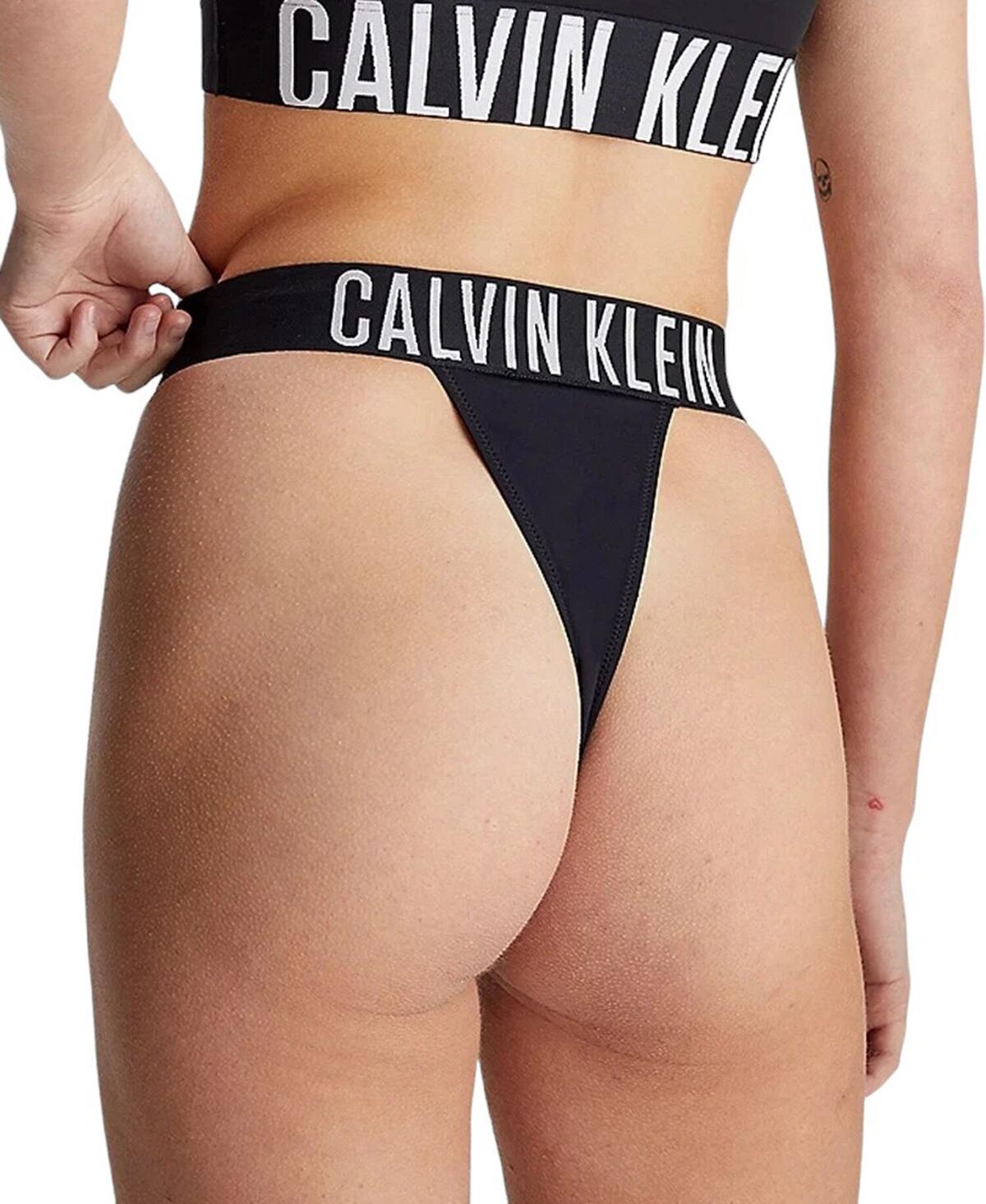 Calvin Klein THONG-NYLON Siyah Kadın Bikini Altı