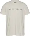 Tommy Hilfiger TJM REG LINEAR LOGO, AE3 Krem Erkek T-Shirt & Polo