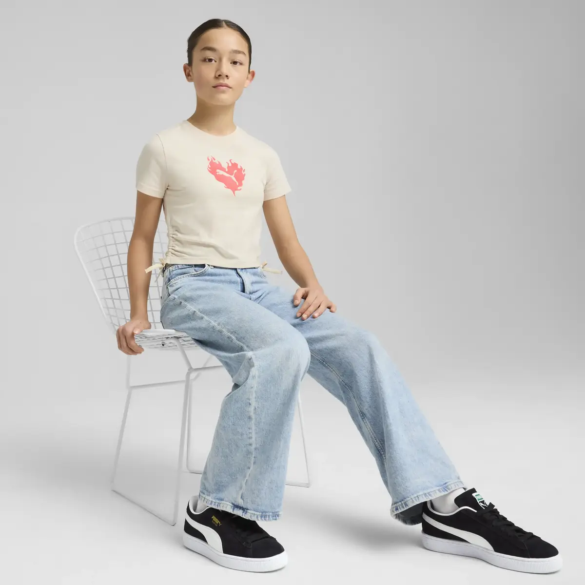 Puma FLAMING LOVE Knotted Tee Pembe Çocuk T-Shirt & Polo