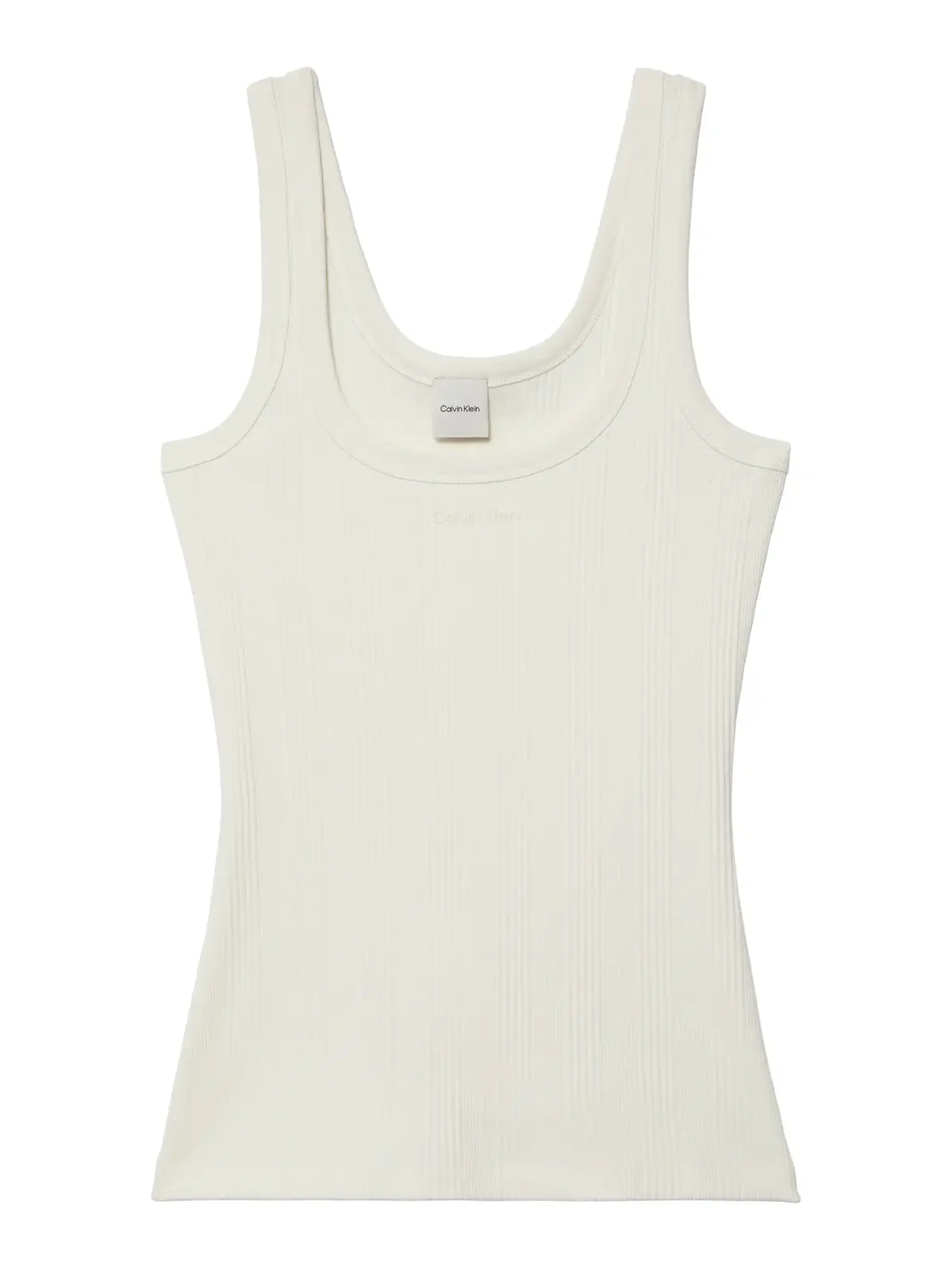Calvin Klein SL VARIGATED RIB NAN Beyaz Kadın Fitilli Pamuklu Askılı Bluz
