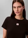 Calvin Klein SS WOVEN LABEL CLASS, UB1 Siyah Kadın T-Shirt
