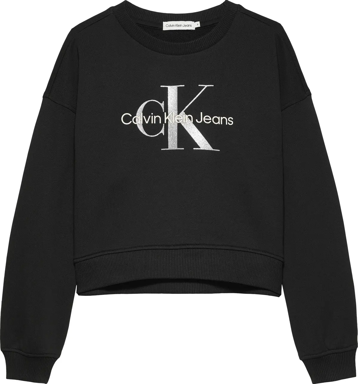 Calvin Klein GLITTER MONOLOGO CN, BEH Siyah Kadın Sweatshirt