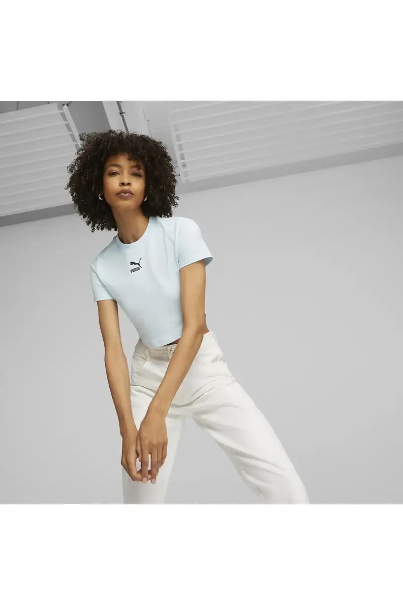 Puma DARE TO Cropped Slim Tee Buz Mavisi Kadın T-Shirt