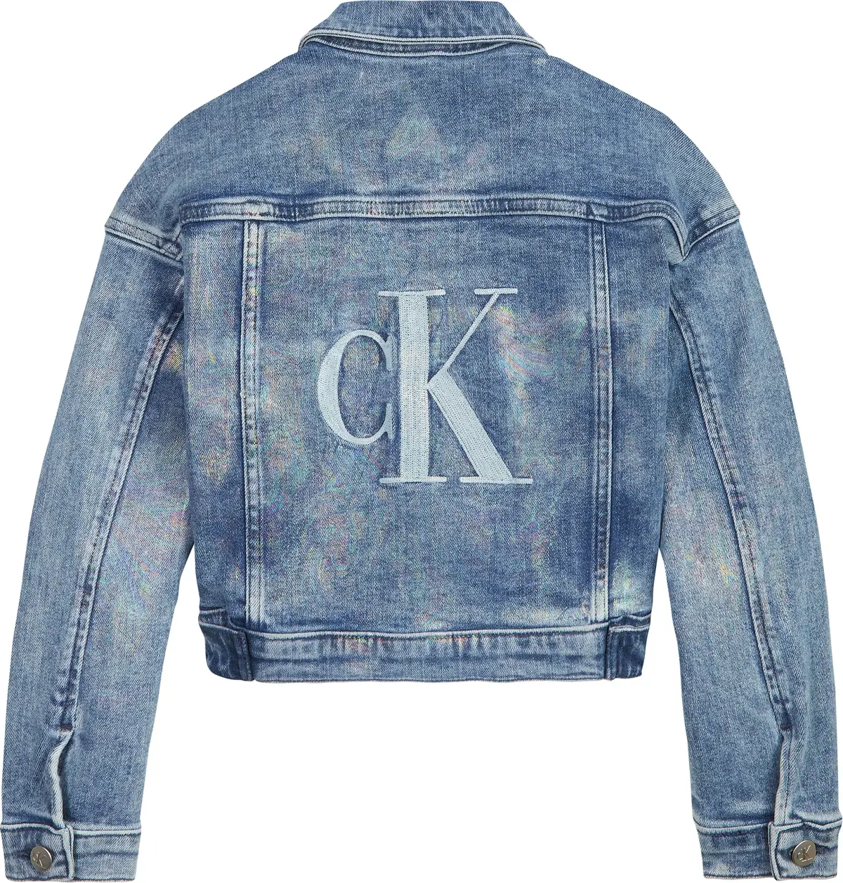 Calvin Klein CROPPED JACKET FOIL Kadın Mavi Kot Ceket