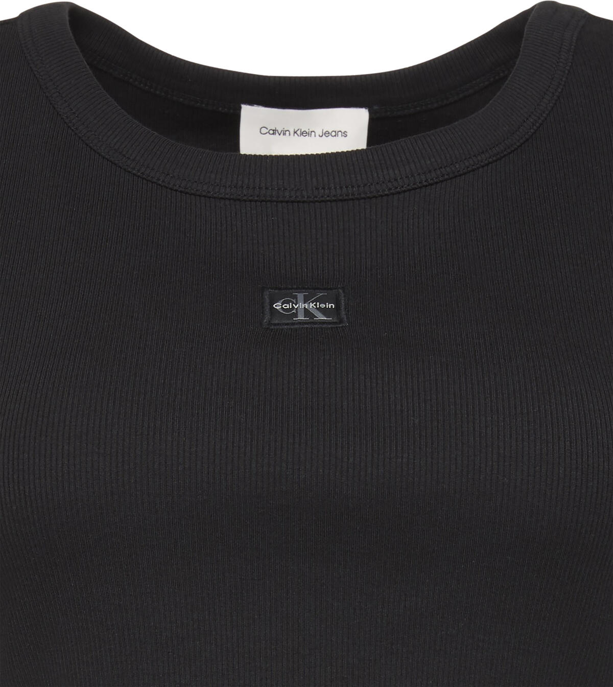Calvin Klein A- WOVEN LABEL 2X2 RIB BABY TEE Siyah Kadın T-Shirt Calvin Klein A- WOVEN LABEL 2X2 RIB BABY TEE Siyah Kadın T-Shirt