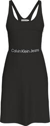 Calvin Klein RACERBACK LOGO ELAST Kadın Siyah Elbise