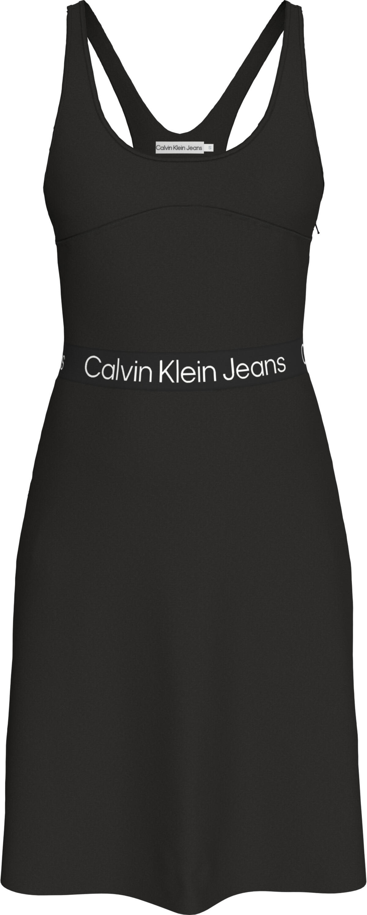 Calvin Klein RACERBACK LOGO ELAST Kadın Siyah Elbise