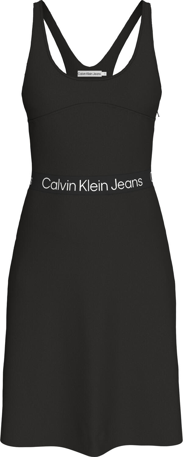 Calvin Klein RACERBACK LOGO ELAST Kadın Siyah Elbise