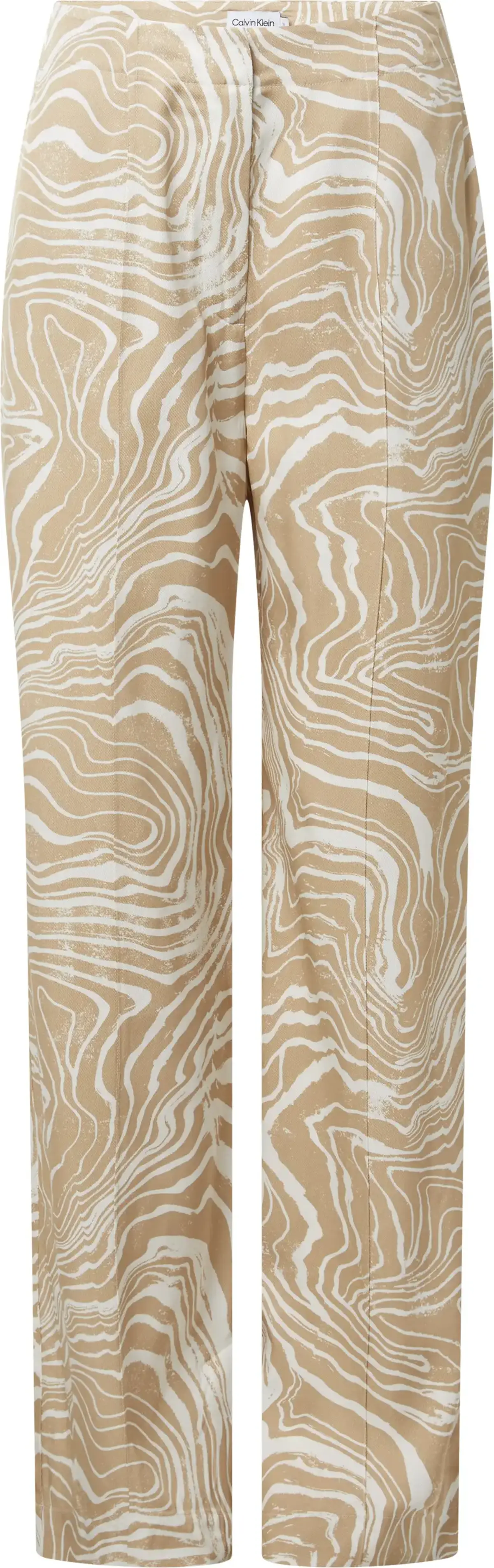Calvin Klein WAVE PRINT WIDE LEG Kadın Bej Geniş Paça Pantolon