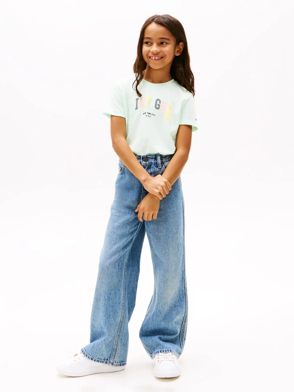 Tommy Hilfiger VARSITY TEE SS, LZY Yeşil Kız Çocuk T-Shirt & Polo