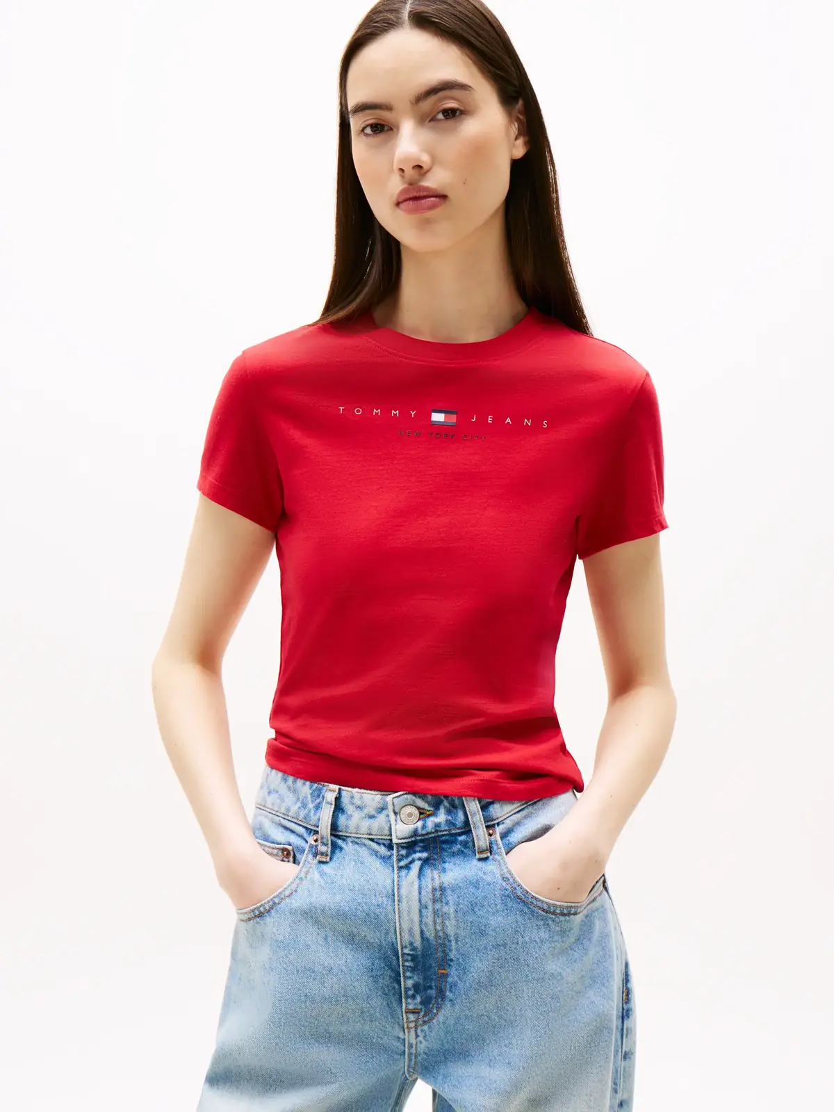 Tommy Hilfiger TJW SLIM TJ US LINEA, XLE Kırmızı Kadın T-Shirt & Polo