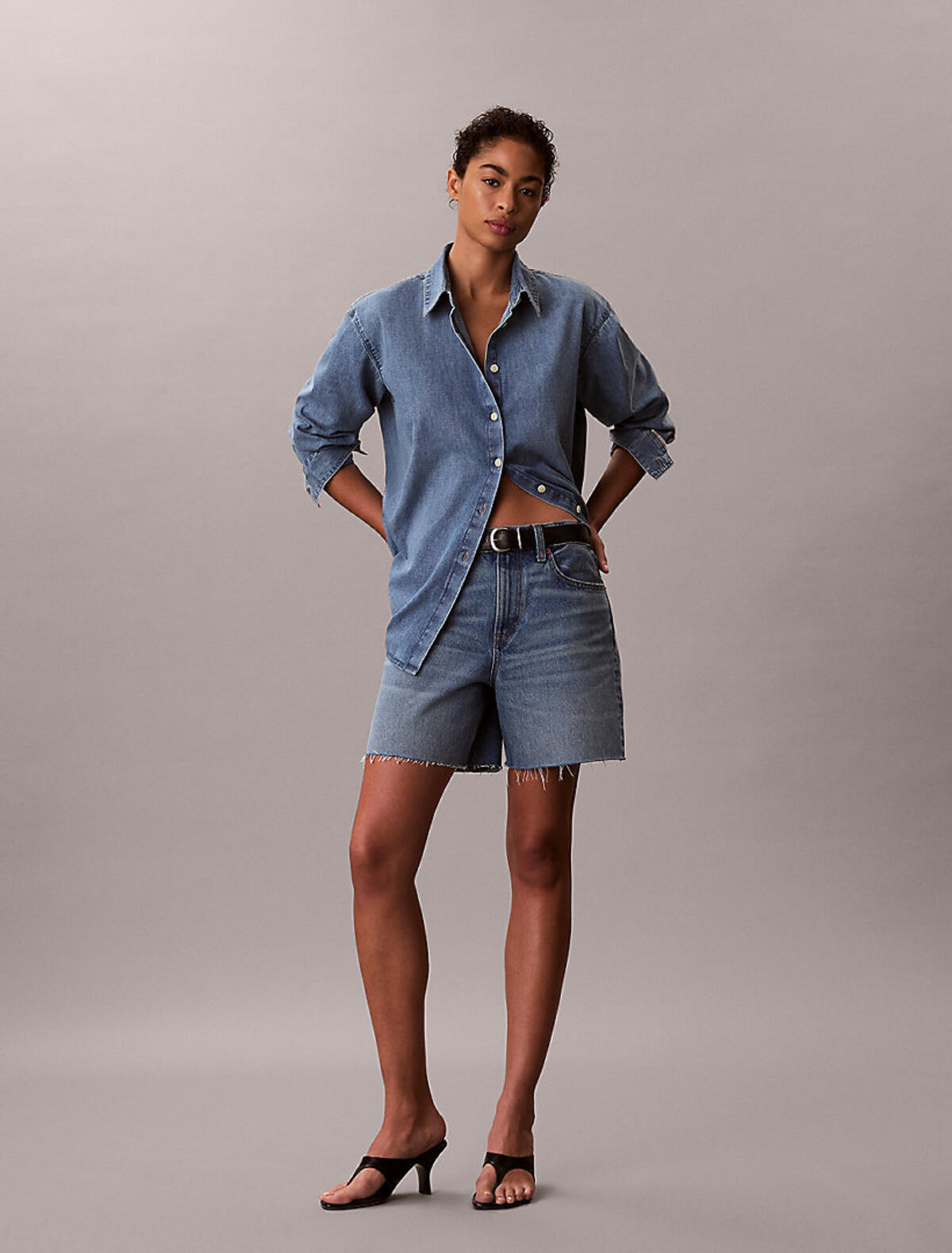 Calvin Klein OVERSIZED SHIRT VINT, NLR, XXS Mavi Kadın Gömlek