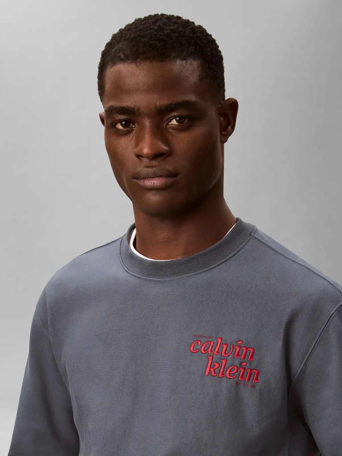 Calvin Klein LS PREMIUM TERRY GRP, CEG Gri Erkek Sweatshirt
